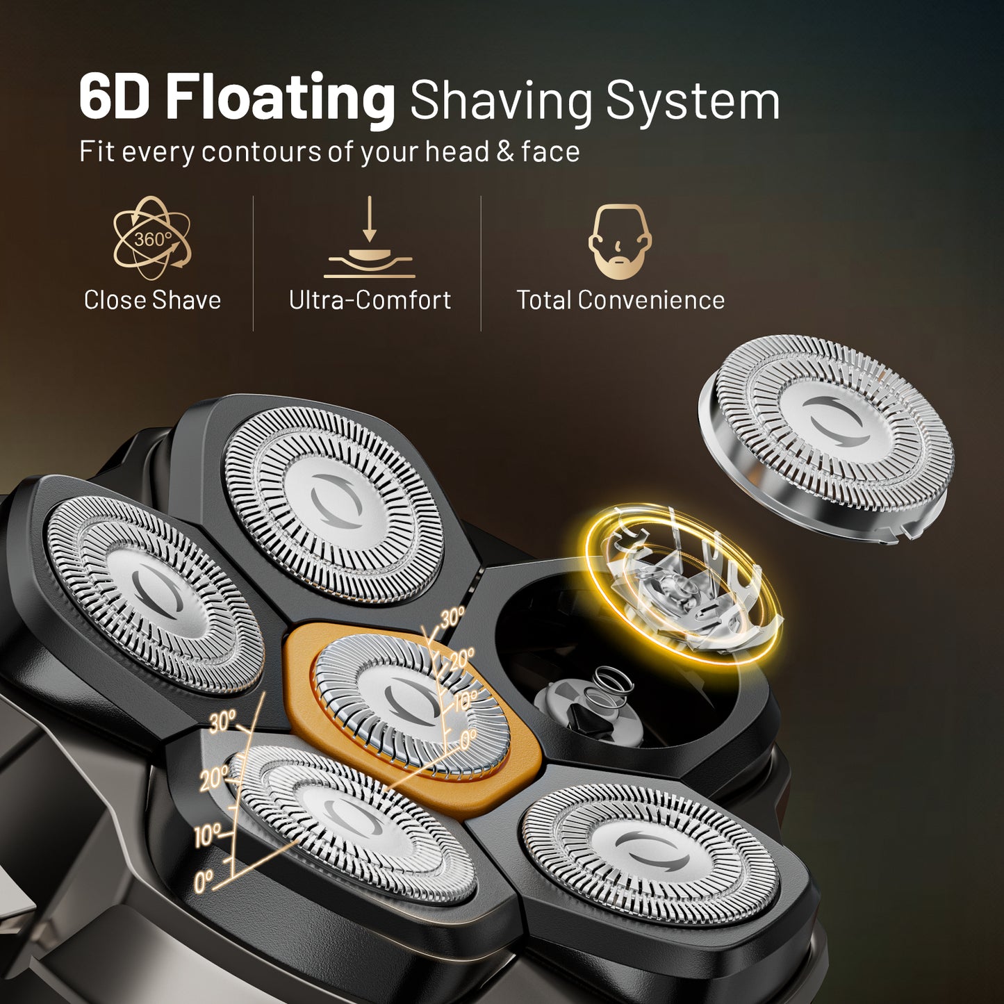 Head Shavers for Bald Men, Wyklaus Rechargeable Electric Razor Waterproof, Hypoallergenic Wet Dry Head and Face Shaver for Men, LED Display, Electric Shaver with Type-C Charge, Gift for Men