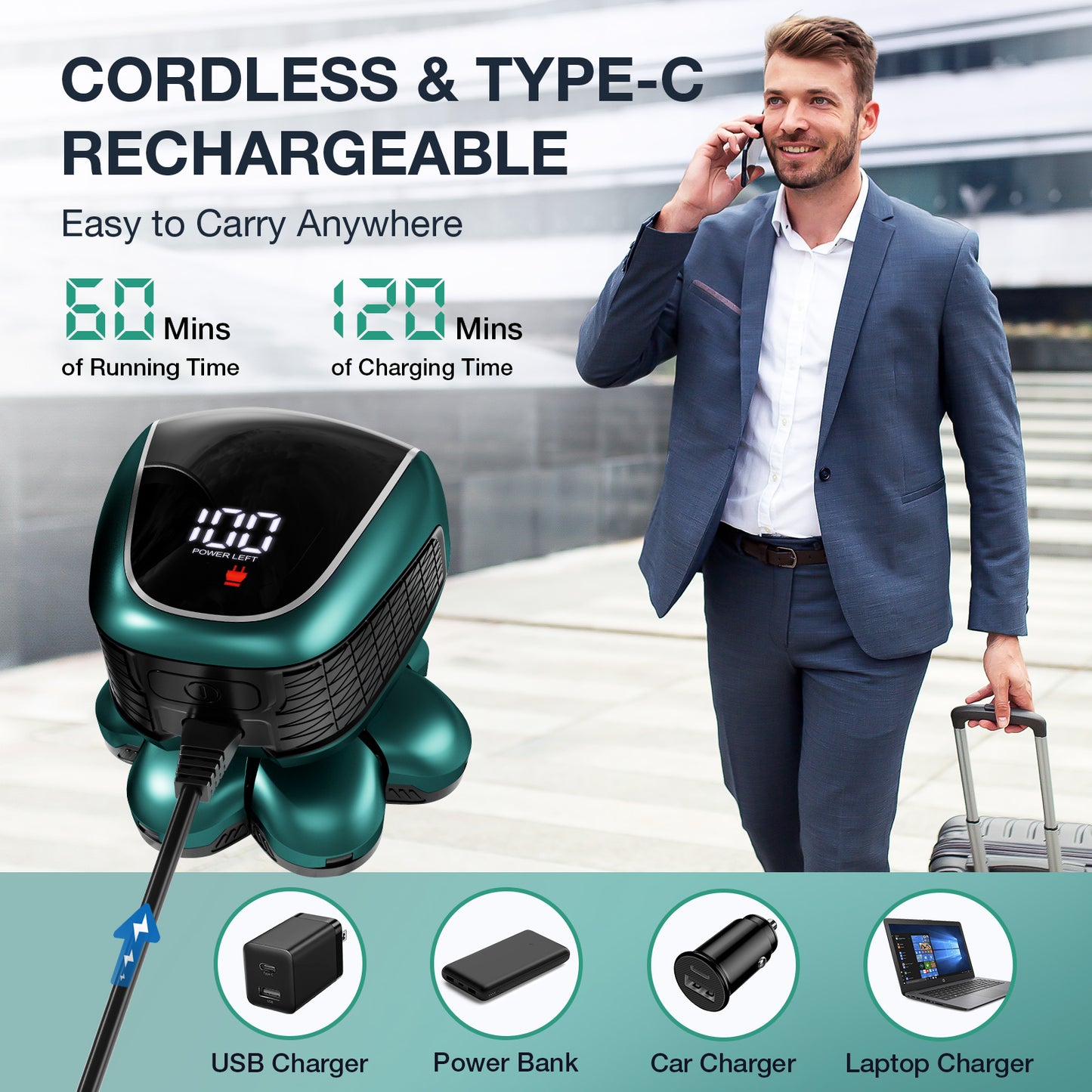 Head Shaver 7D, Wyklaus Upgrade Head Shavers for Bald Men, Head Electric Razor with Nose Hair Trimmer, Waterproof Wet/Dry Mens Grooming Kit, Anti-Pinch, LED Display, USB Rechargeable(Green)