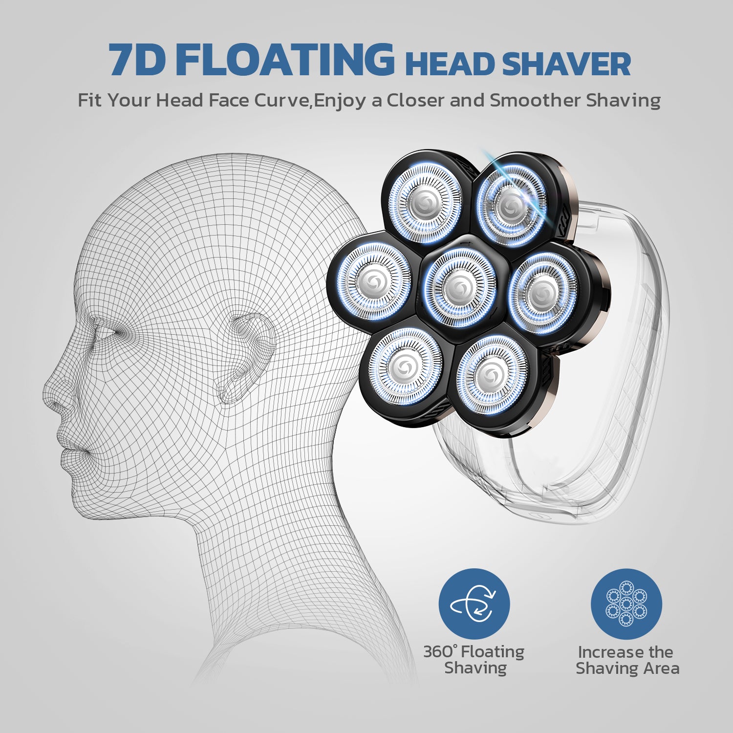 7 Blades Head Shaver Replacement Heads, Shaver Blade Heads Replacement ...